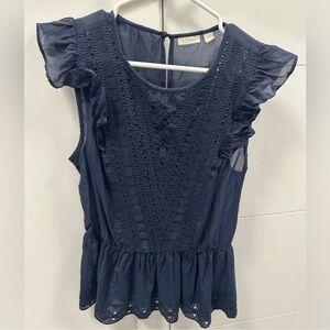 Hinge Navy Blue Sleeveless Blouse